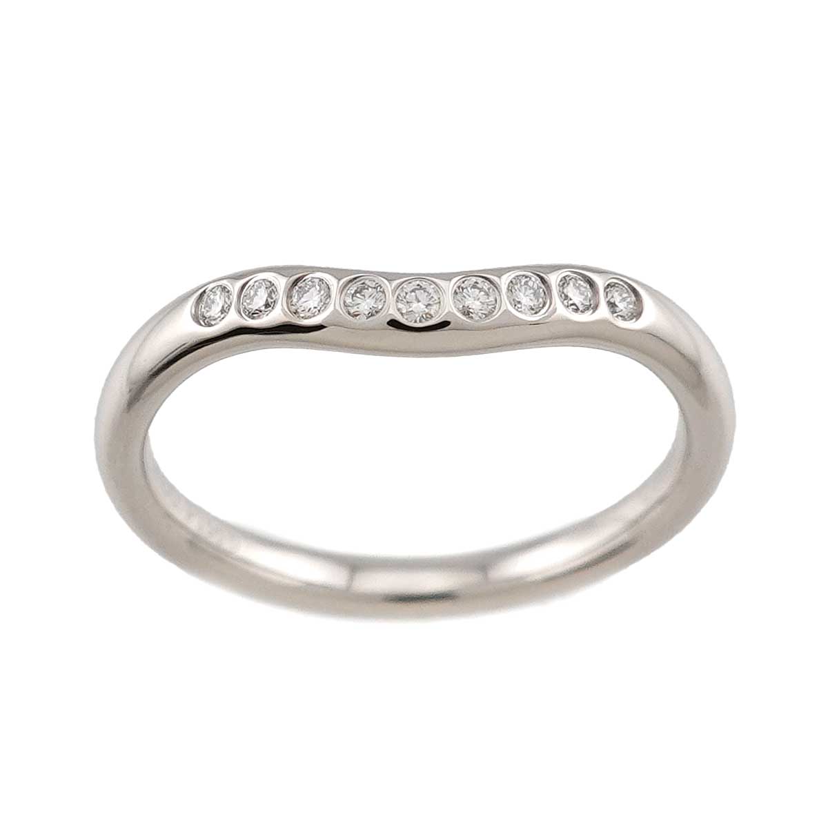 Curved Band Diamond Ring Platinum size4.5(US)
