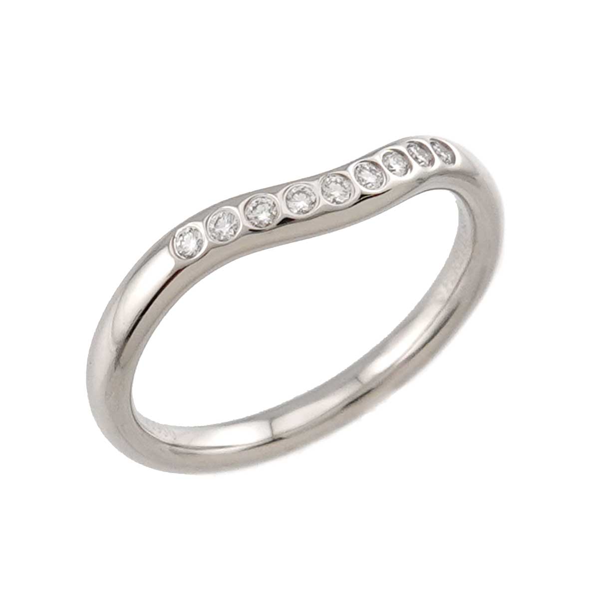 Curved Band Diamond Ring Platinum size4.5(US)