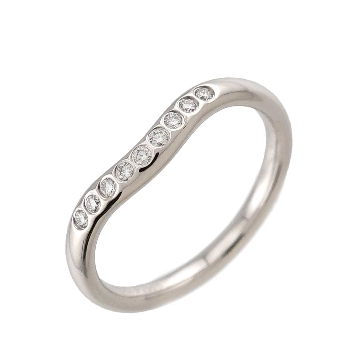 Curved Band Diamond Ring Platinum size4.5(US)