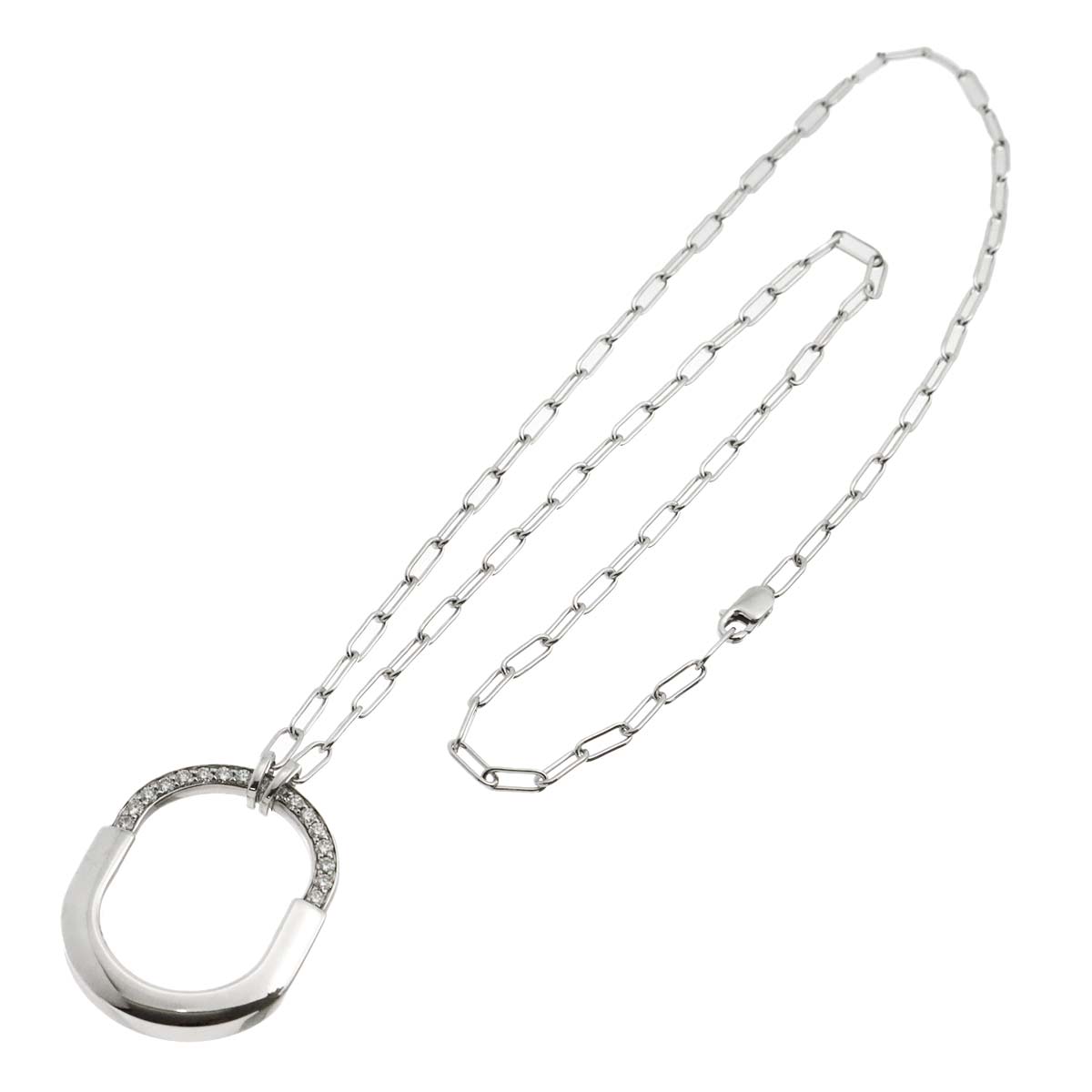 Lock Medium Diamond 0.33ct Necklace 18K White Gold 750
