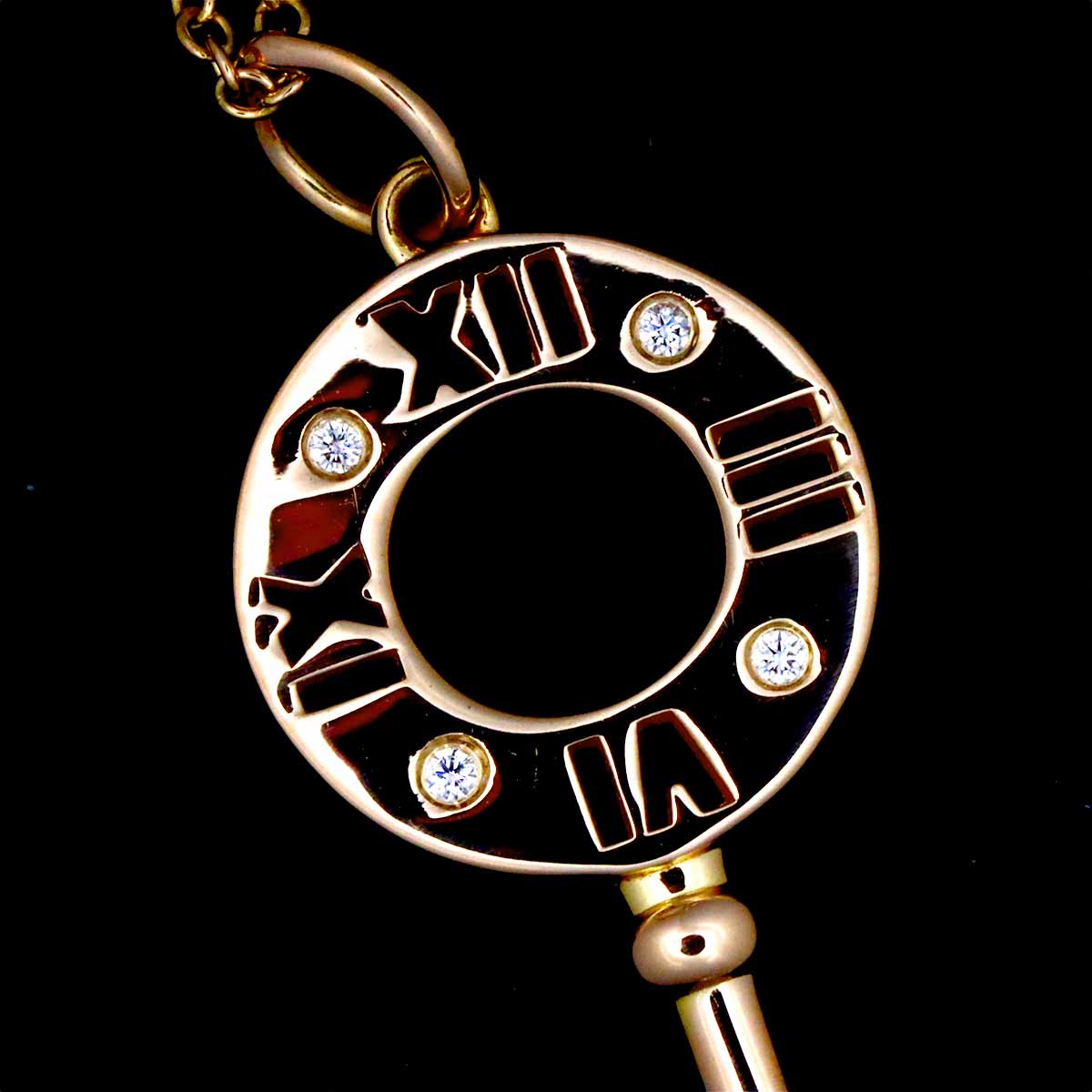 Atlas Key Diamond Necklace 18K Pink Gold 750