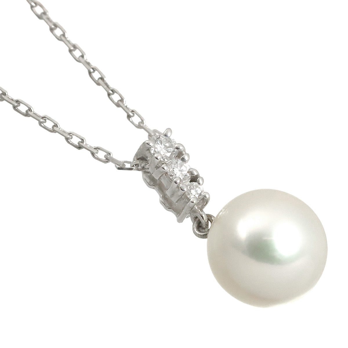 South Sea pearl 9.6mm Diamond Necklace 18K White Gold 750
