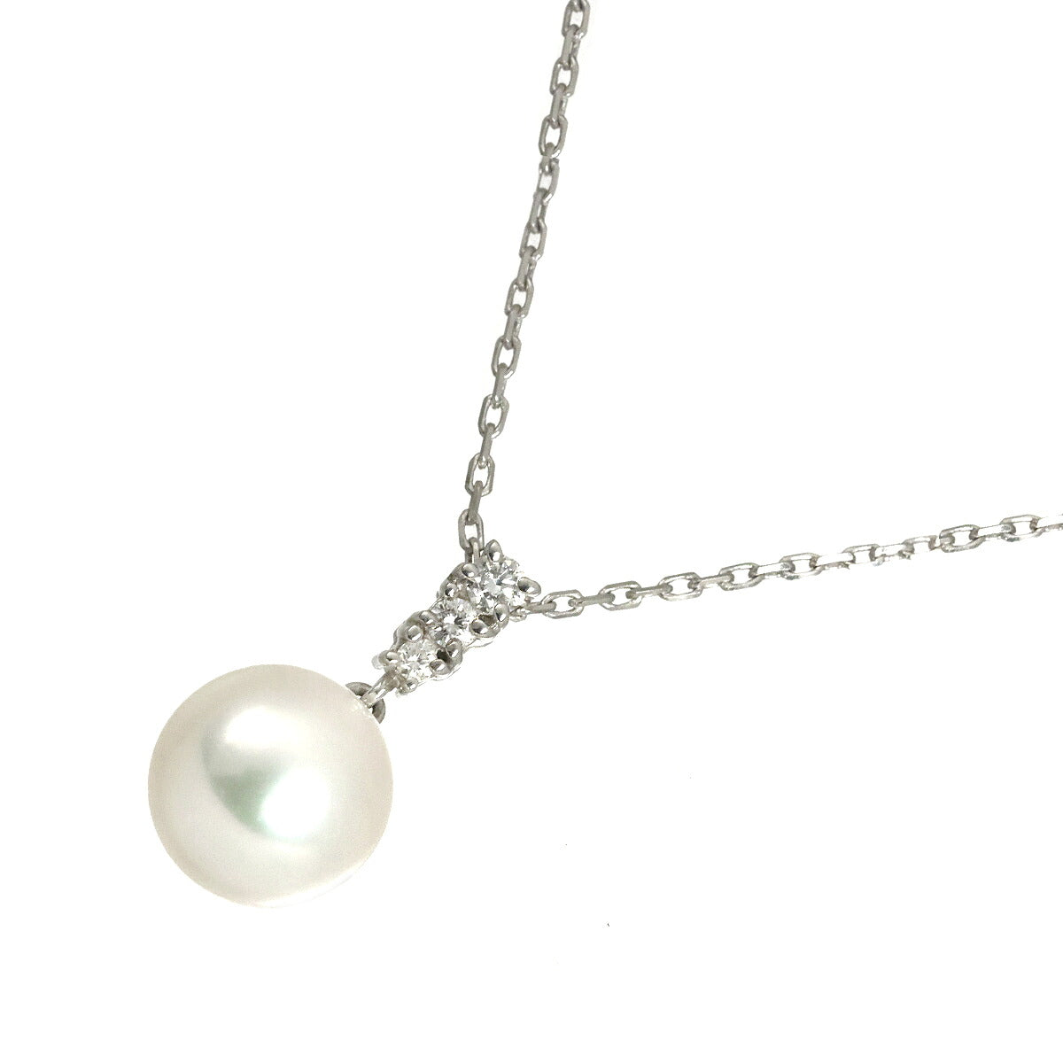 South Sea pearl 9.6mm Diamond Necklace 18K White Gold 750