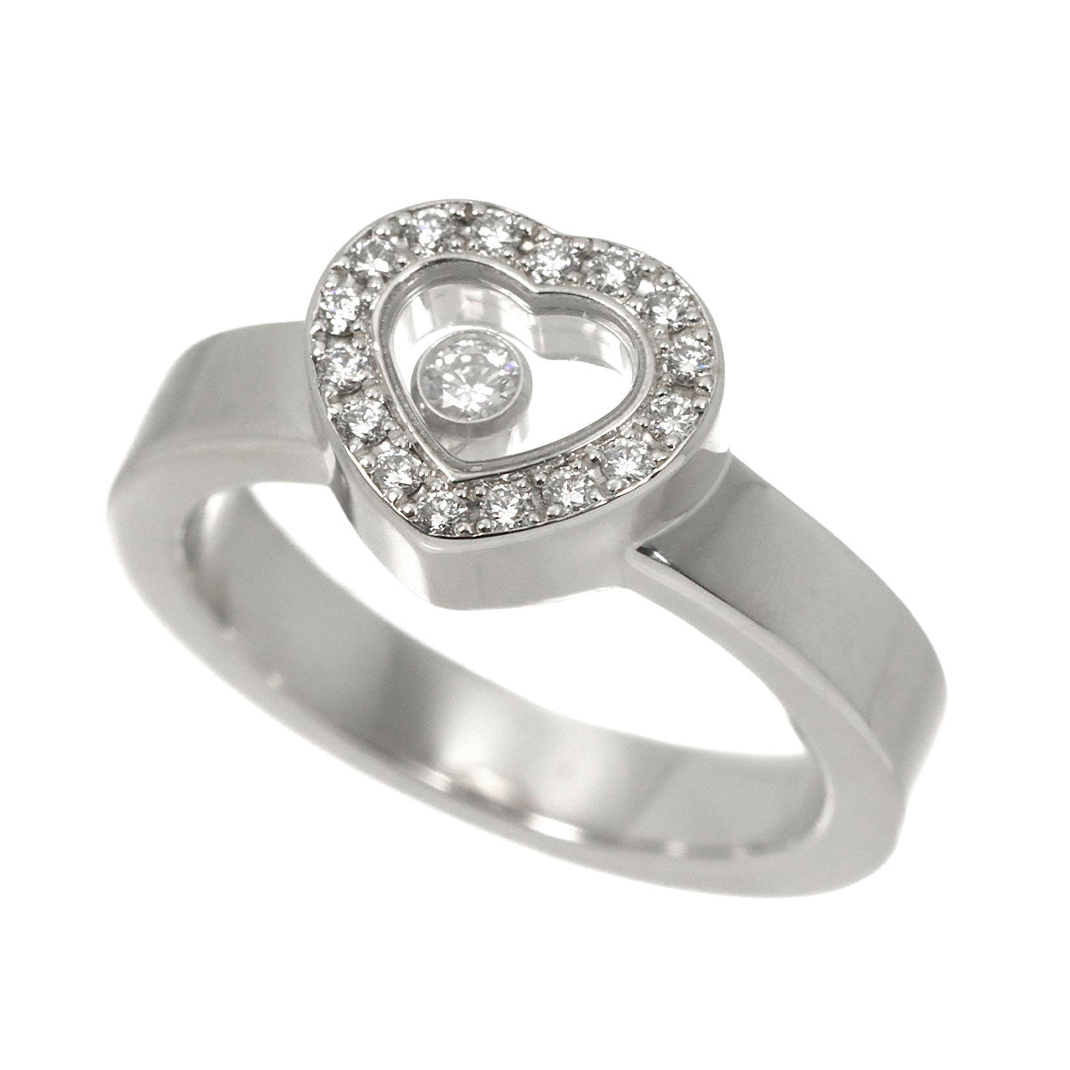 Happy Heart Diamond Ring 18K WG 750 Size4.5(US)