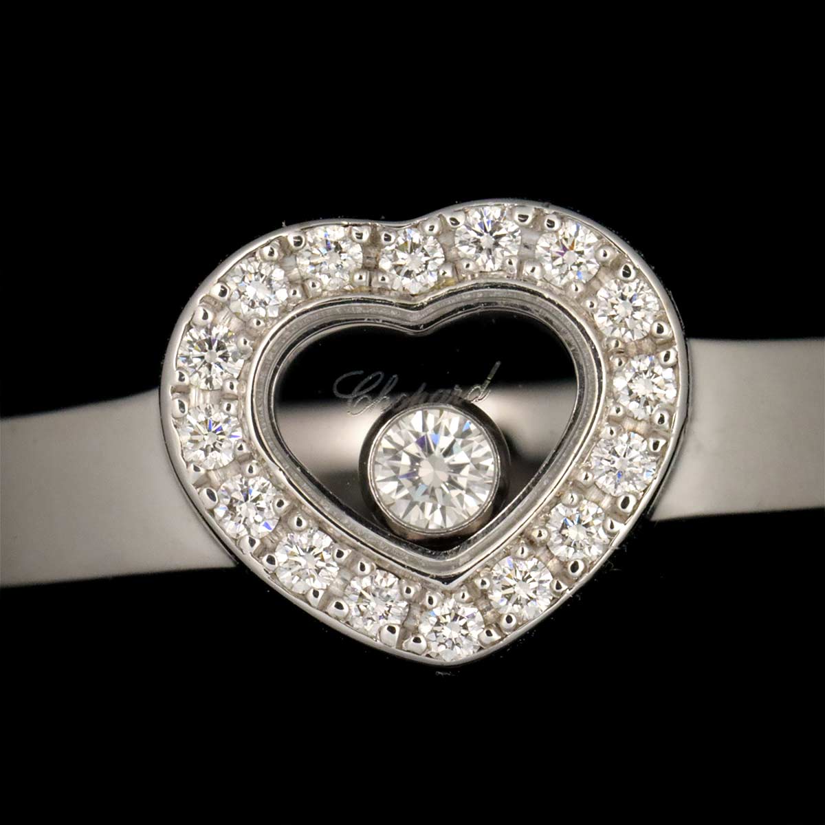 Happy Heart Diamond Ring 18K WG 750 Size4.5(US)