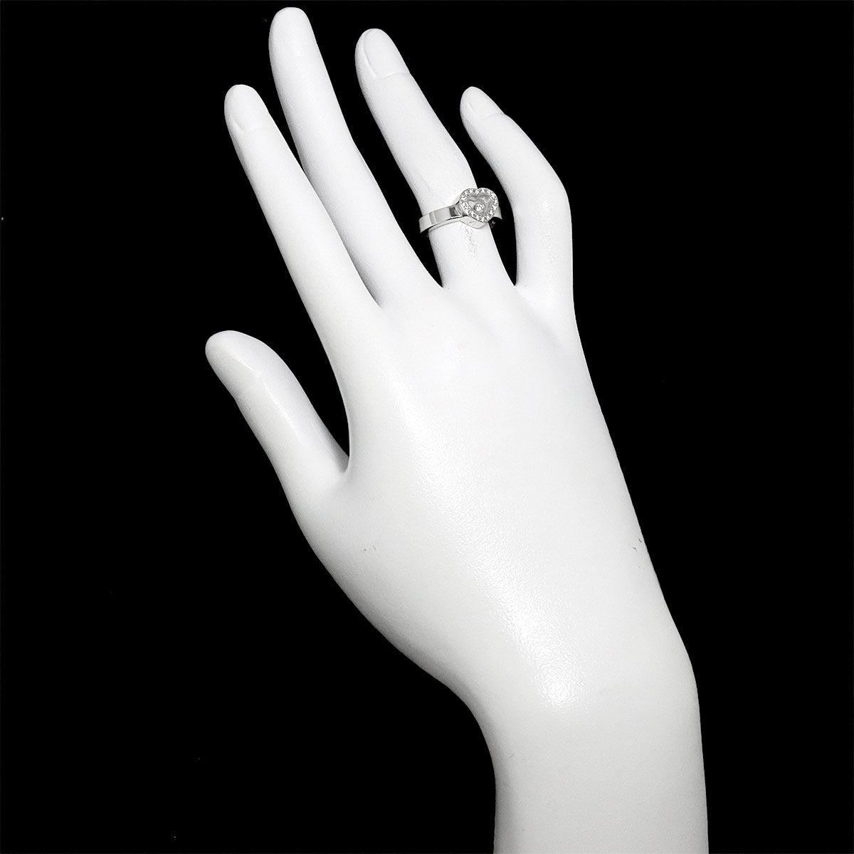 Happy Heart Diamond Ring 18K WG 750 Size4.5(US)
