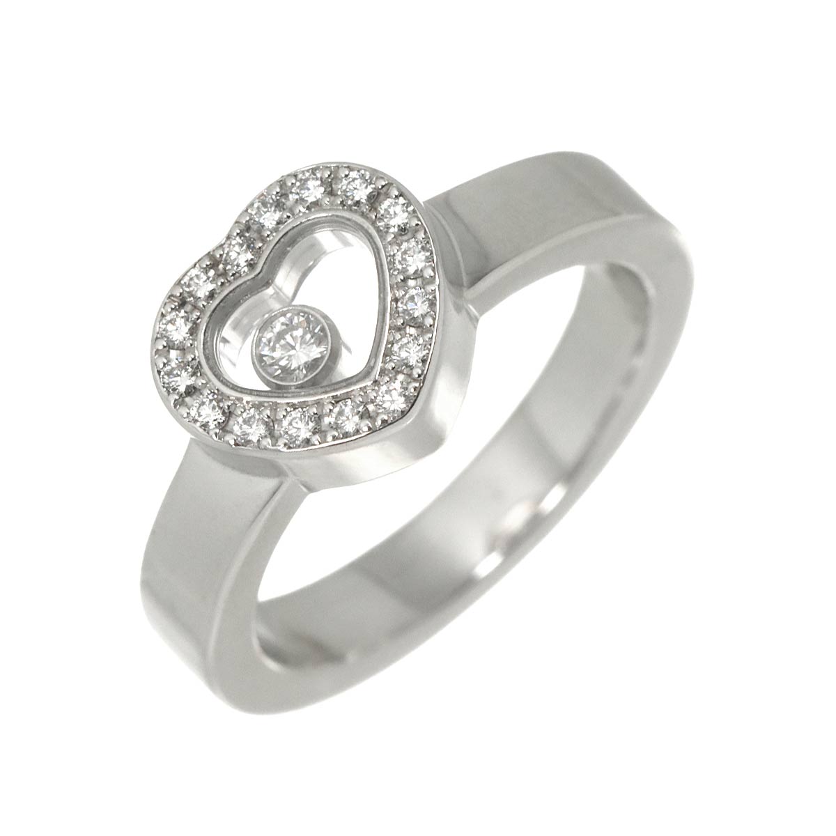 Happy Heart Diamond Ring 18K WG 750 Size4.5(US)