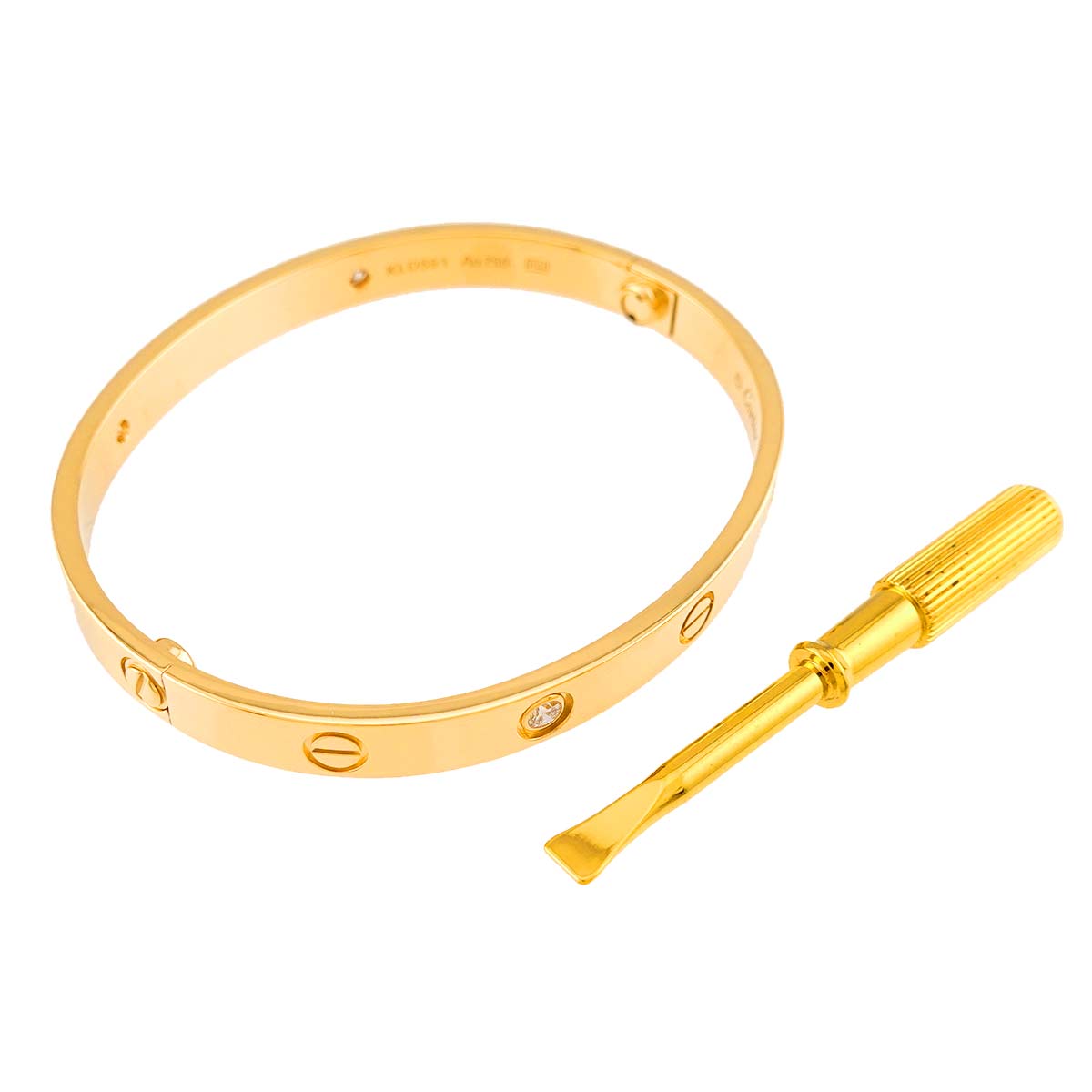 Love Bracelet Diamond 4P Bangle 18K YG 750 Size17
