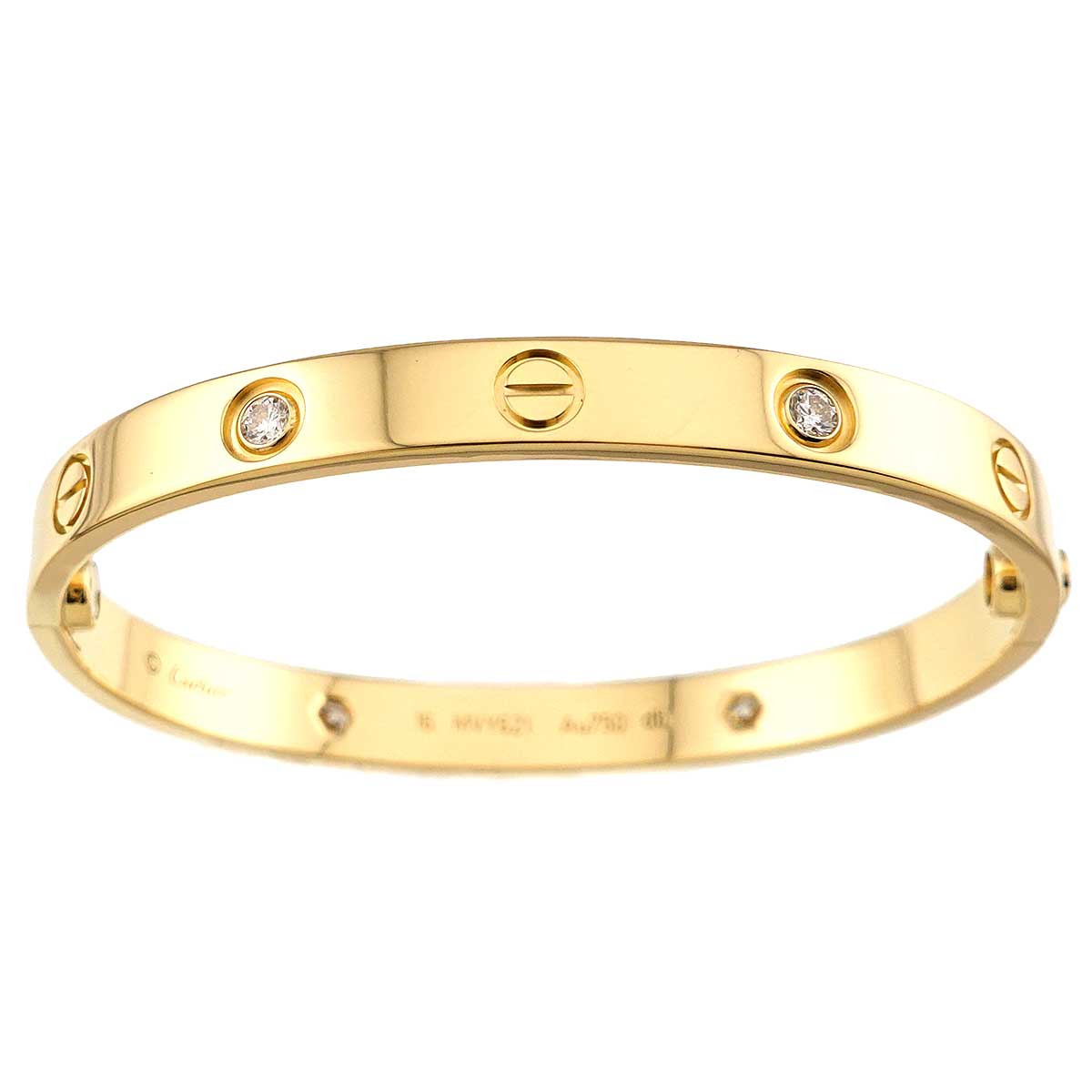 Love Bracelet Diamond 4P Bangle 18K YG 750 Size16