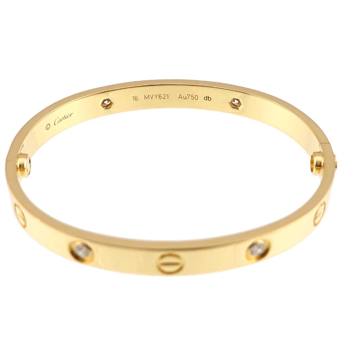 Love Bracelet Diamond 4P Bangle 18K YG 750 Size16