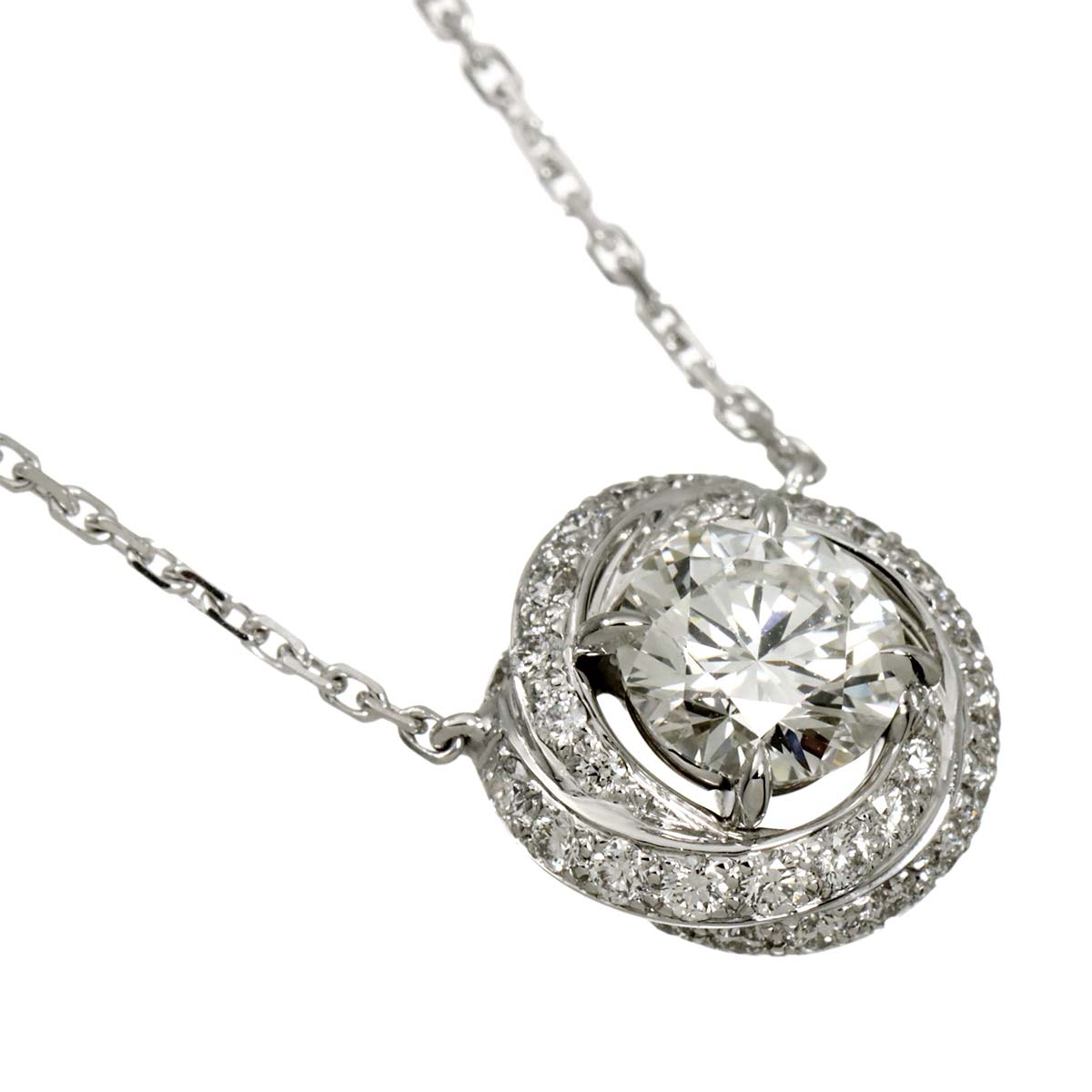 Diamond 0.72ct G/VVS1/3EX Necklace 18K White Gold 750