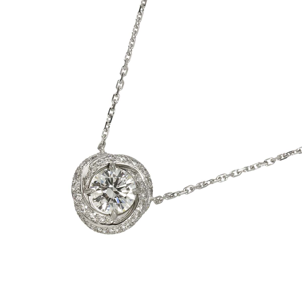 Diamond 0.72ct G/VVS1/3EX Necklace 18K White Gold 750