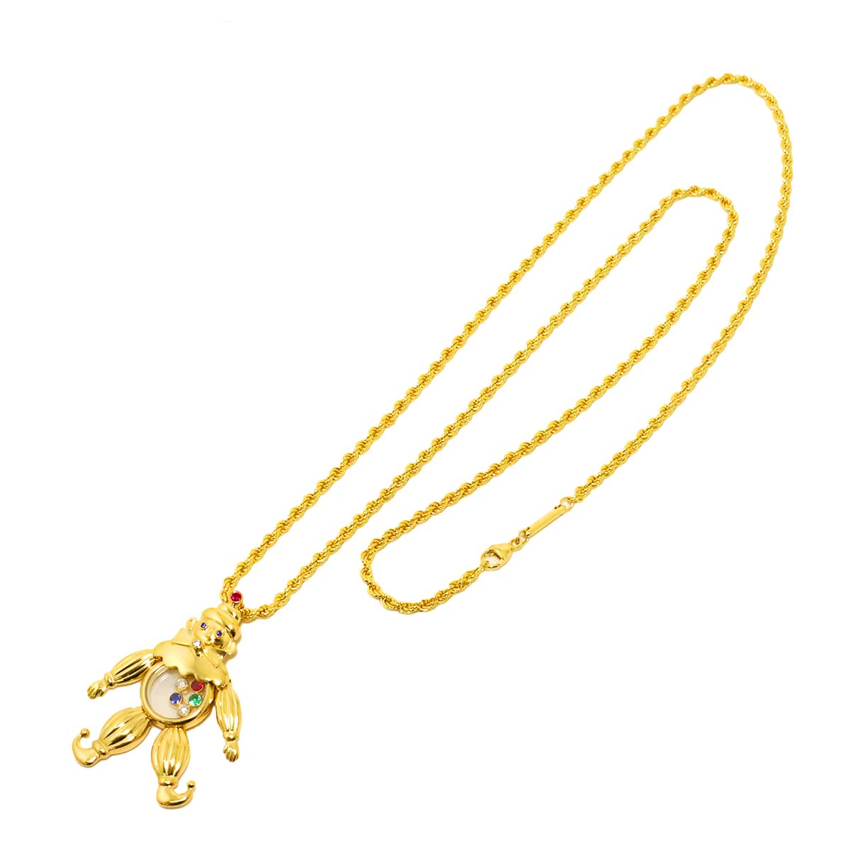 Happy Diamond clown Multi Stone Necklace 18K YG 750
