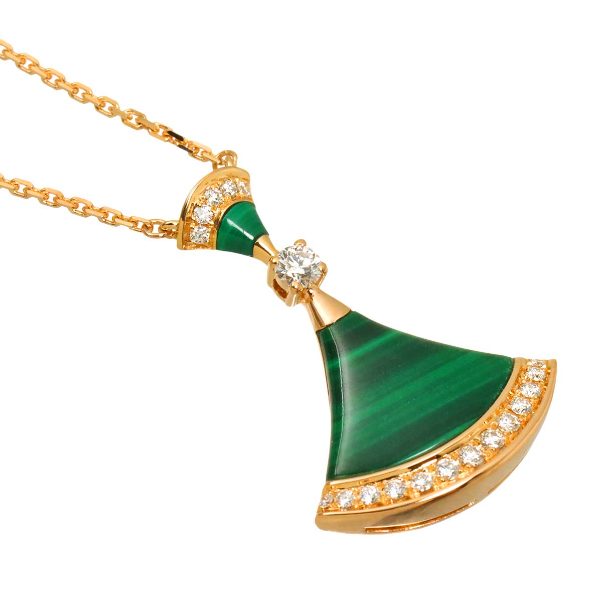 DIVAS DREAM Malachite Diamond Necklace 18K PG 750