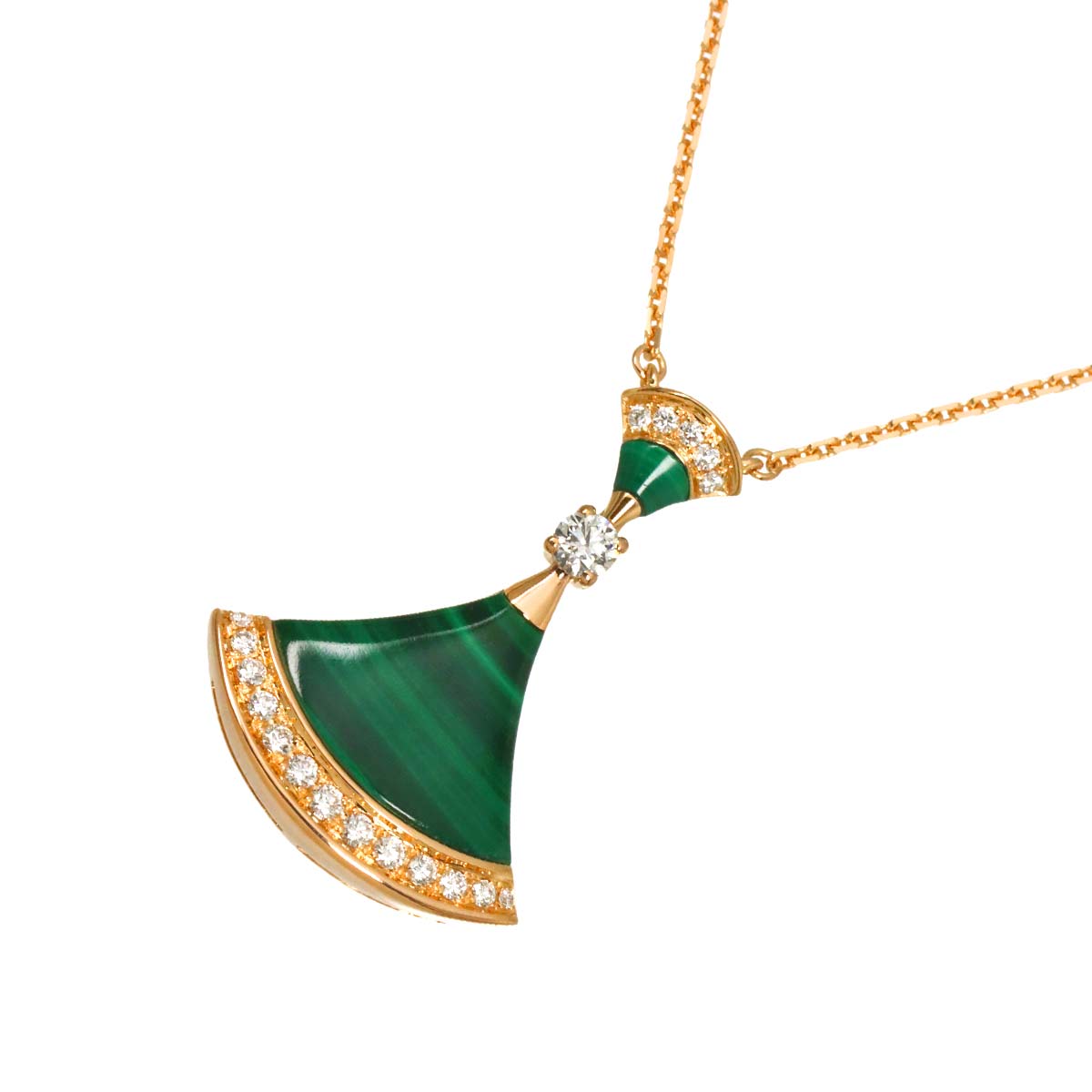 DIVAS DREAM Malachite Diamond Necklace 18K PG 750