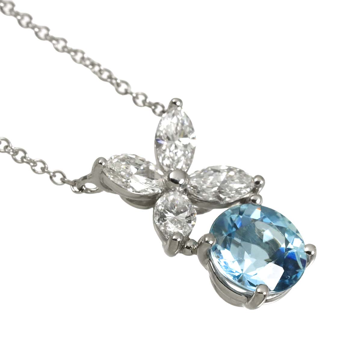 Victoria Aquamarine Diamond Necklace Platinum