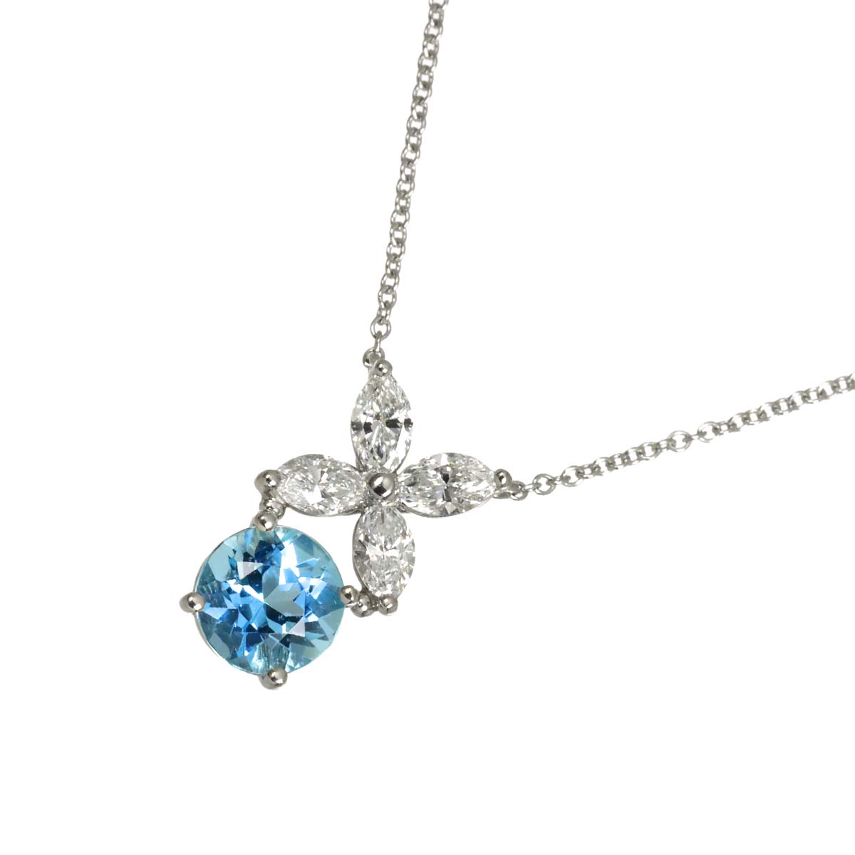 Victoria Aquamarine Diamond Necklace Platinum