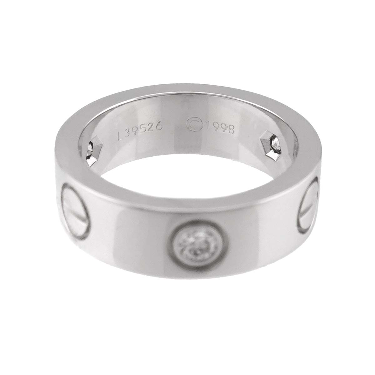 Love Ring Half Diamond 3P 18K White Gold 750 size48 4-4.5(US)