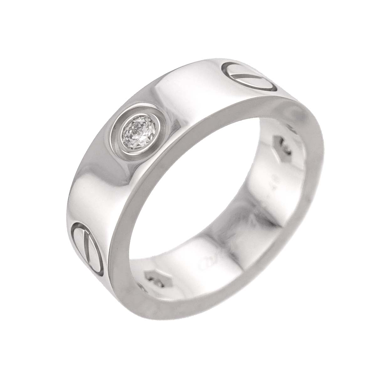 Love Ring Half Diamond 3P 18K White Gold 750 size48 4-4.5(US)