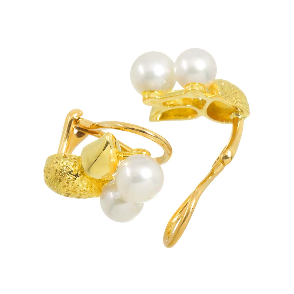 Akoya Pearl 5.8-6.2mm Earrings Clip on 18K Yellow Gold 750