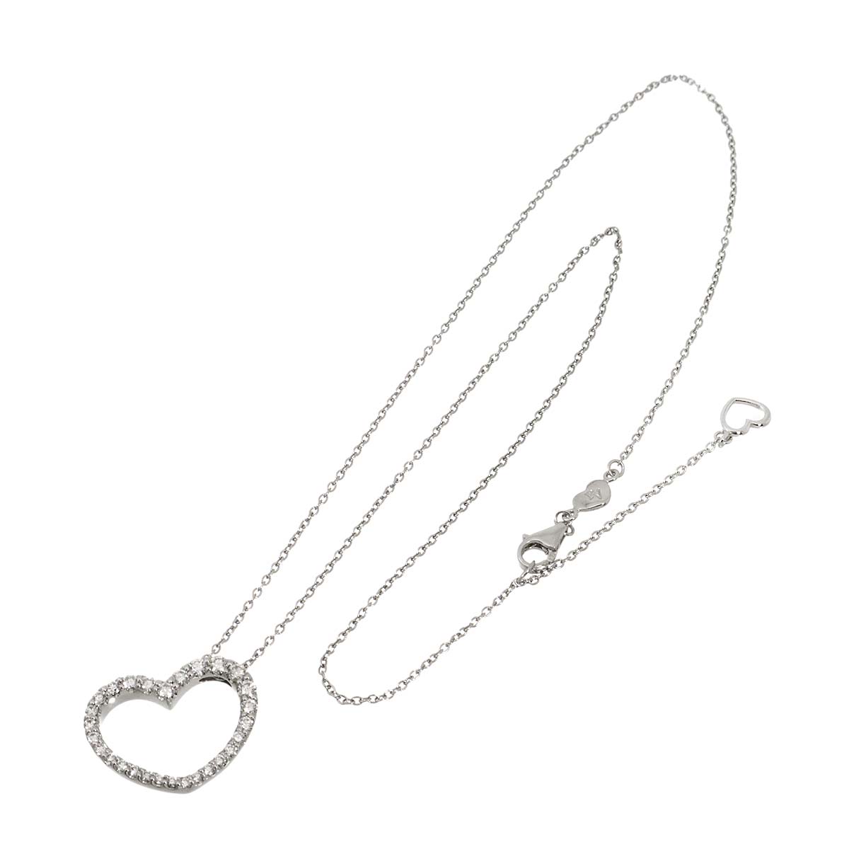 Heart Motif Diamond 0.52ct Necklace 18K White Gold 750