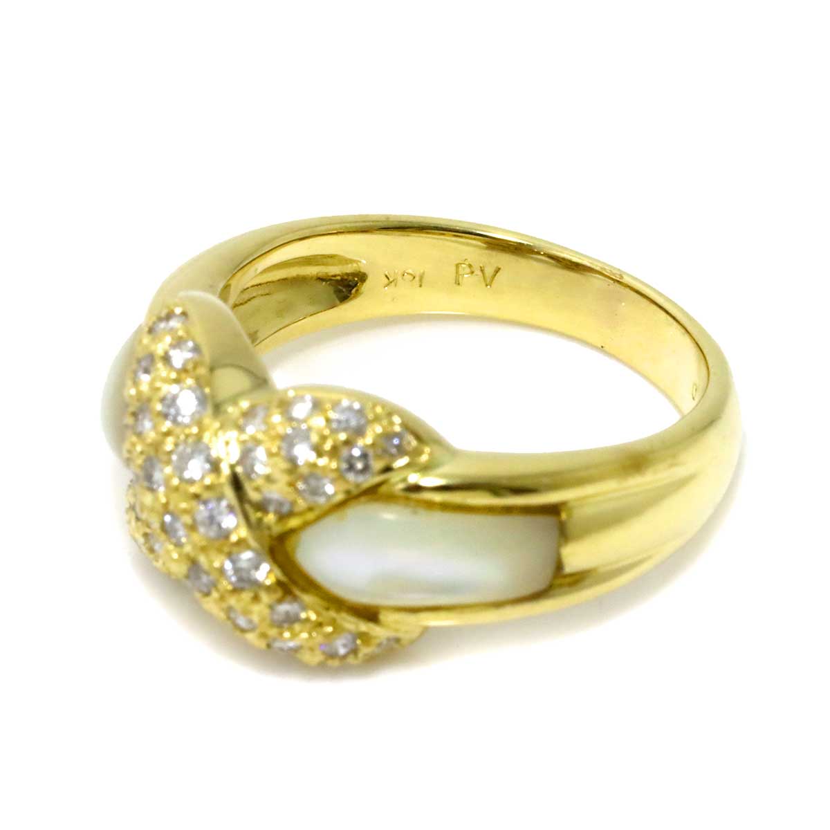 Diamond 0.53ct Shell Ring 18K YG 750 size6.75(US)