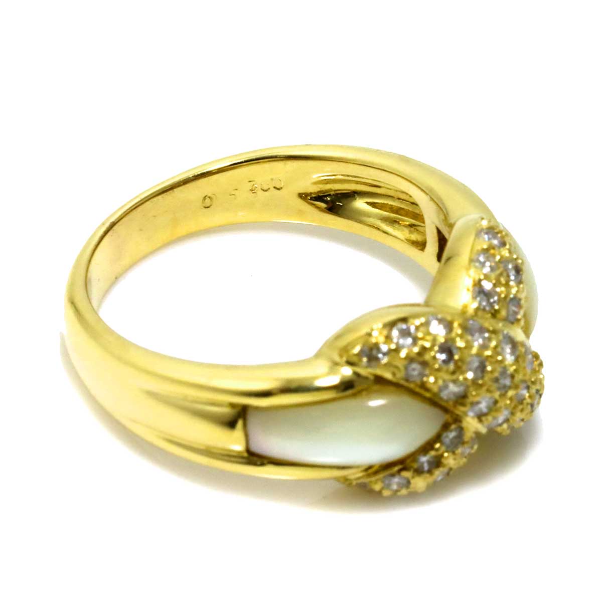 Diamond 0.53ct Shell Ring 18K YG 750 size6.75(US)