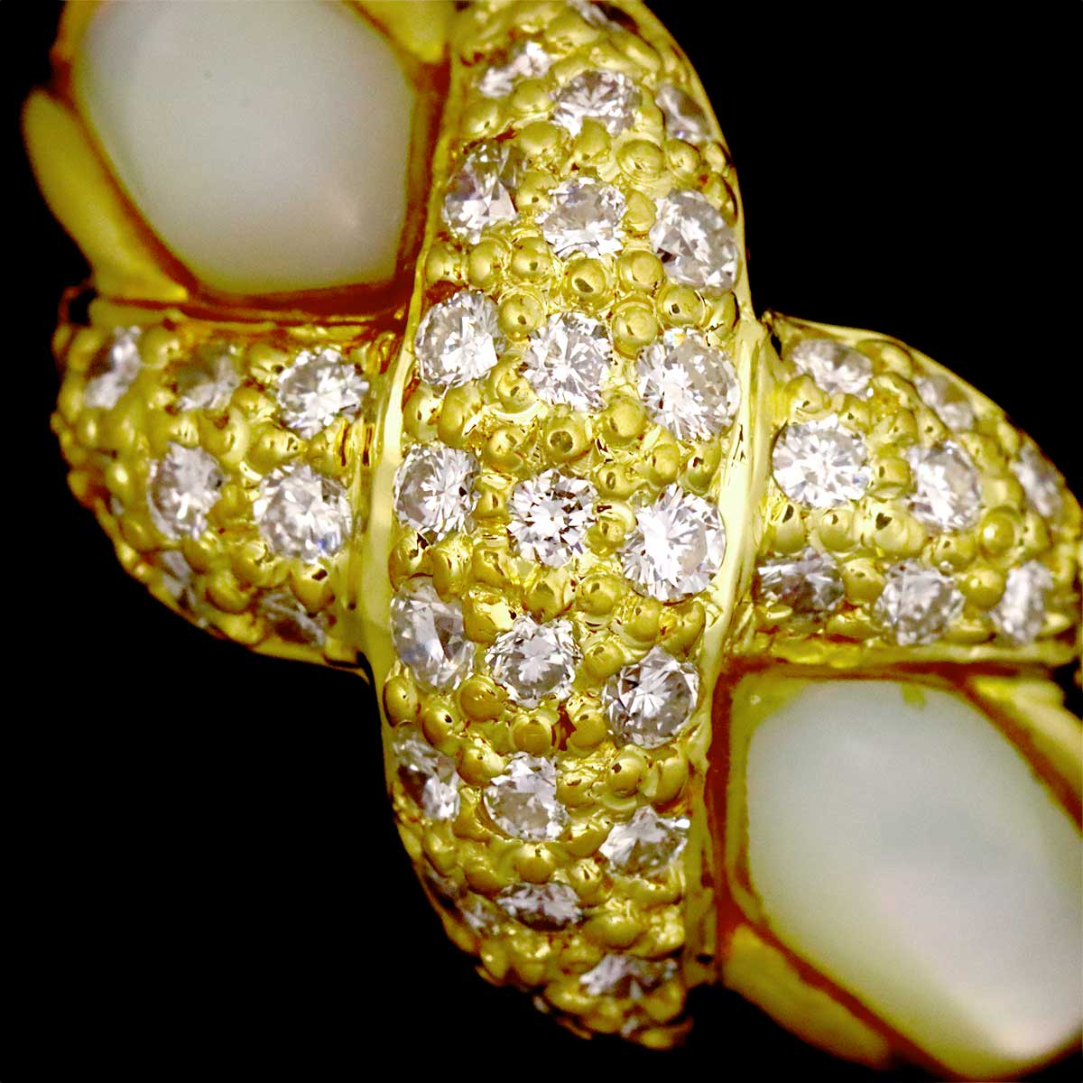 Diamond 0.53ct Shell Ring 18K YG 750 size6.75(US)