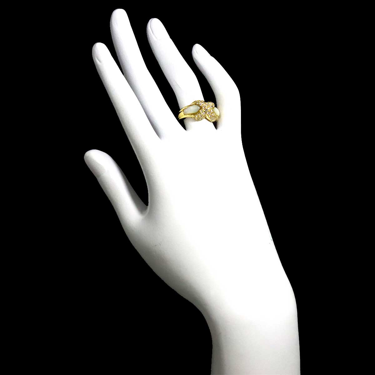 Diamond 0.53ct Shell Ring 18K YG 750 size6.75(US)