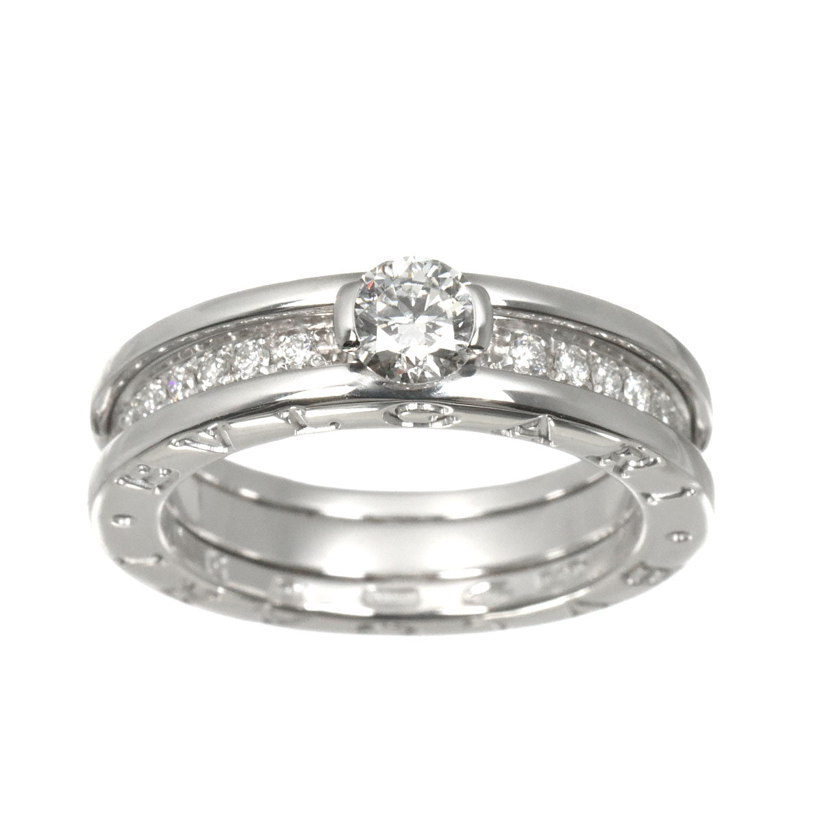 Diamond 0.37ct F/VS1/EX Ring 18K WG size51 5.25-5.5(US)