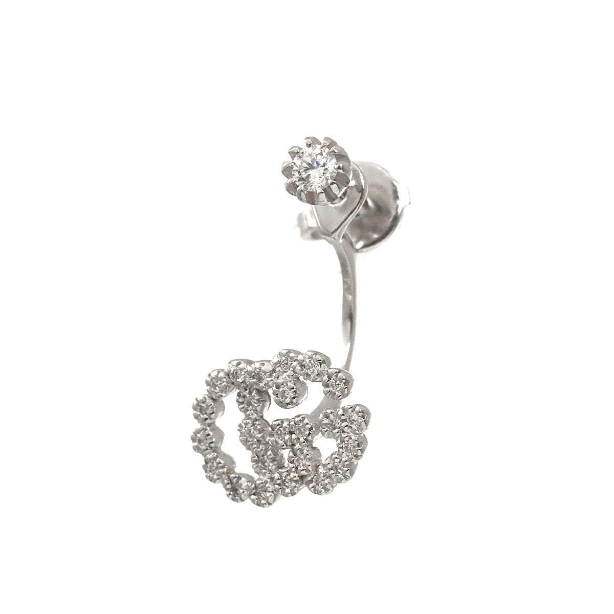 GG Logo Diamond Earring Pierced 18K WG 750 One Piece only