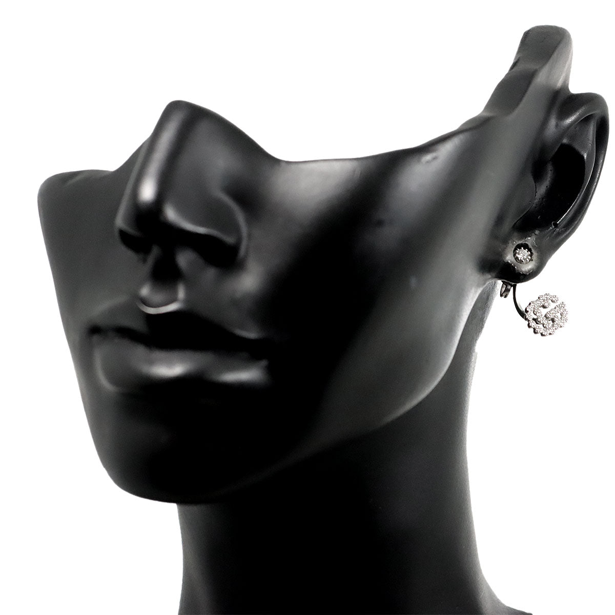 GG Logo Diamond Earring Pierced 18K WG 750 One Piece only