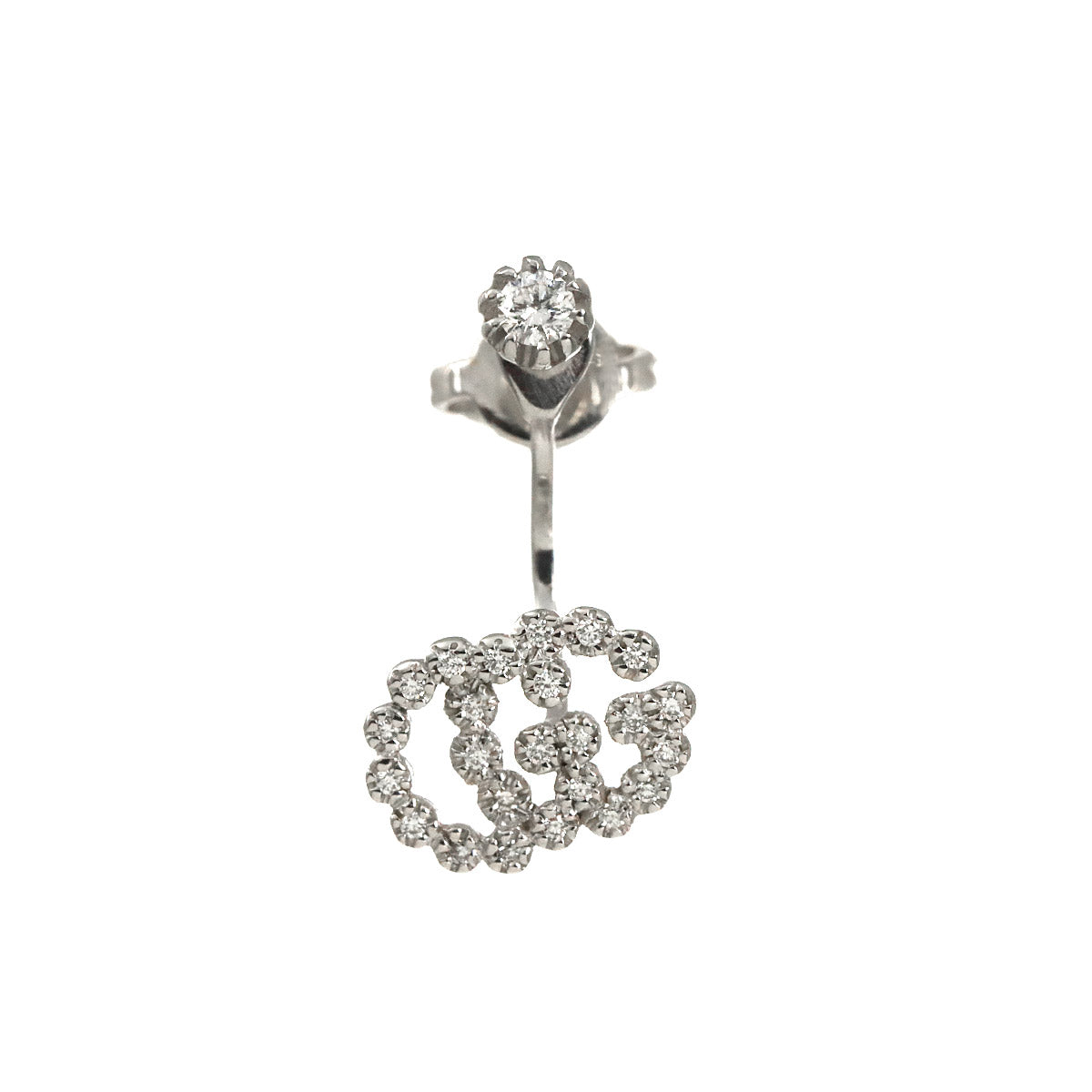GG Logo Diamond Earring Pierced 18K WG 750 One Piece only