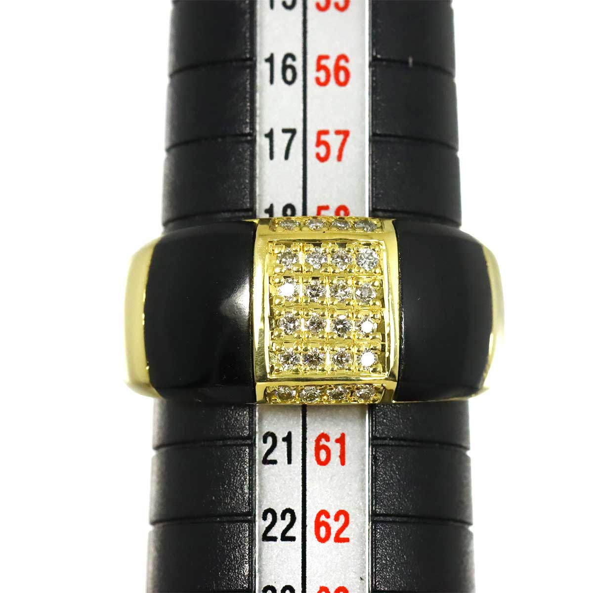 Onyx Diamond 0.24ct Ring 18K Yellow Gold 750 Size8.75(US)
