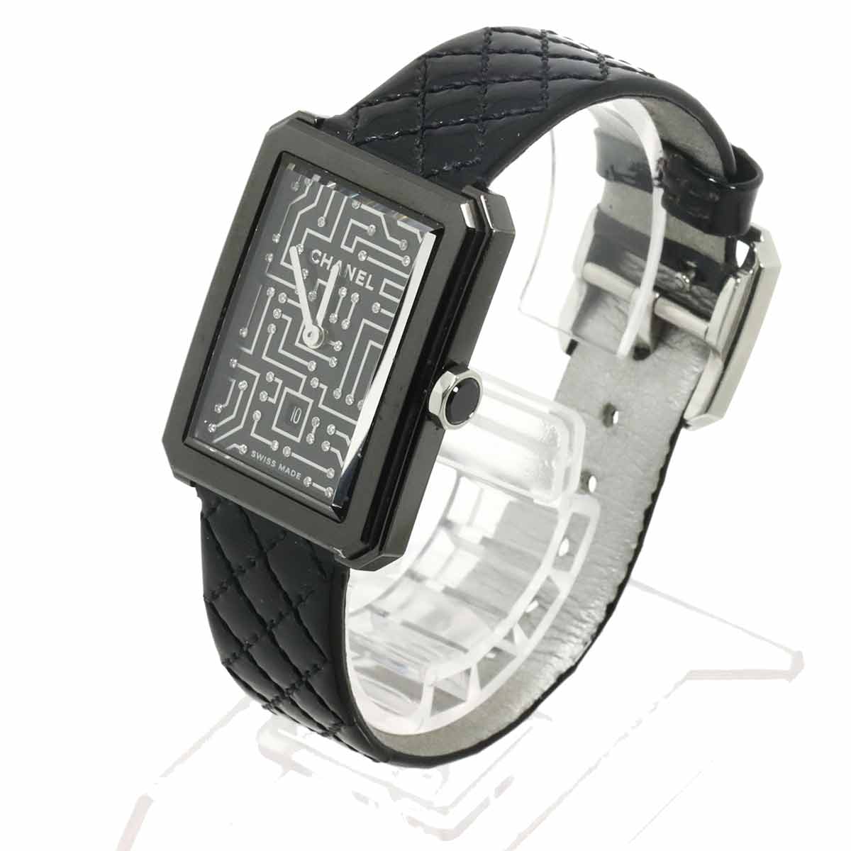Boy Friend cyber data H7946 Diamond Quartz Black Dial Watch