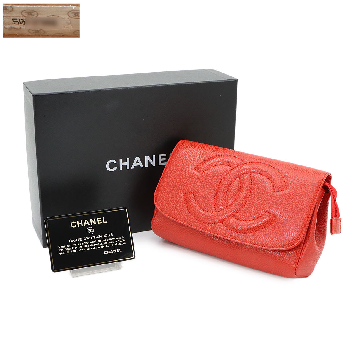 CC Logos Pouch Leather Red A07007