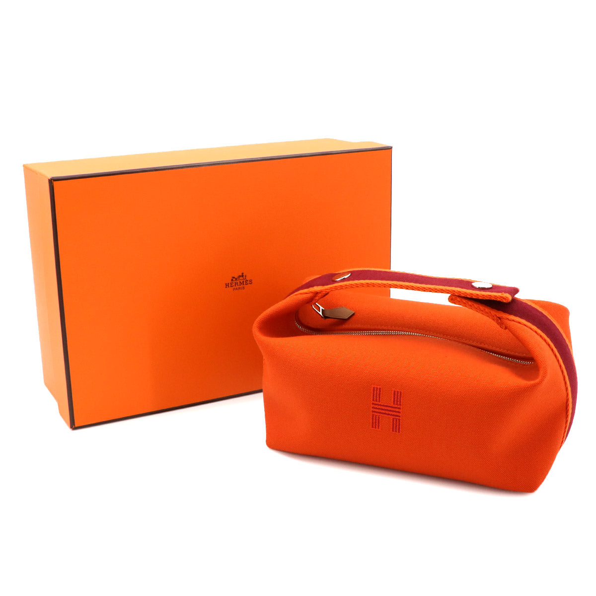 Bride a Brac PM Hand Bag Toile H Feu Orange Rouge H Pouch