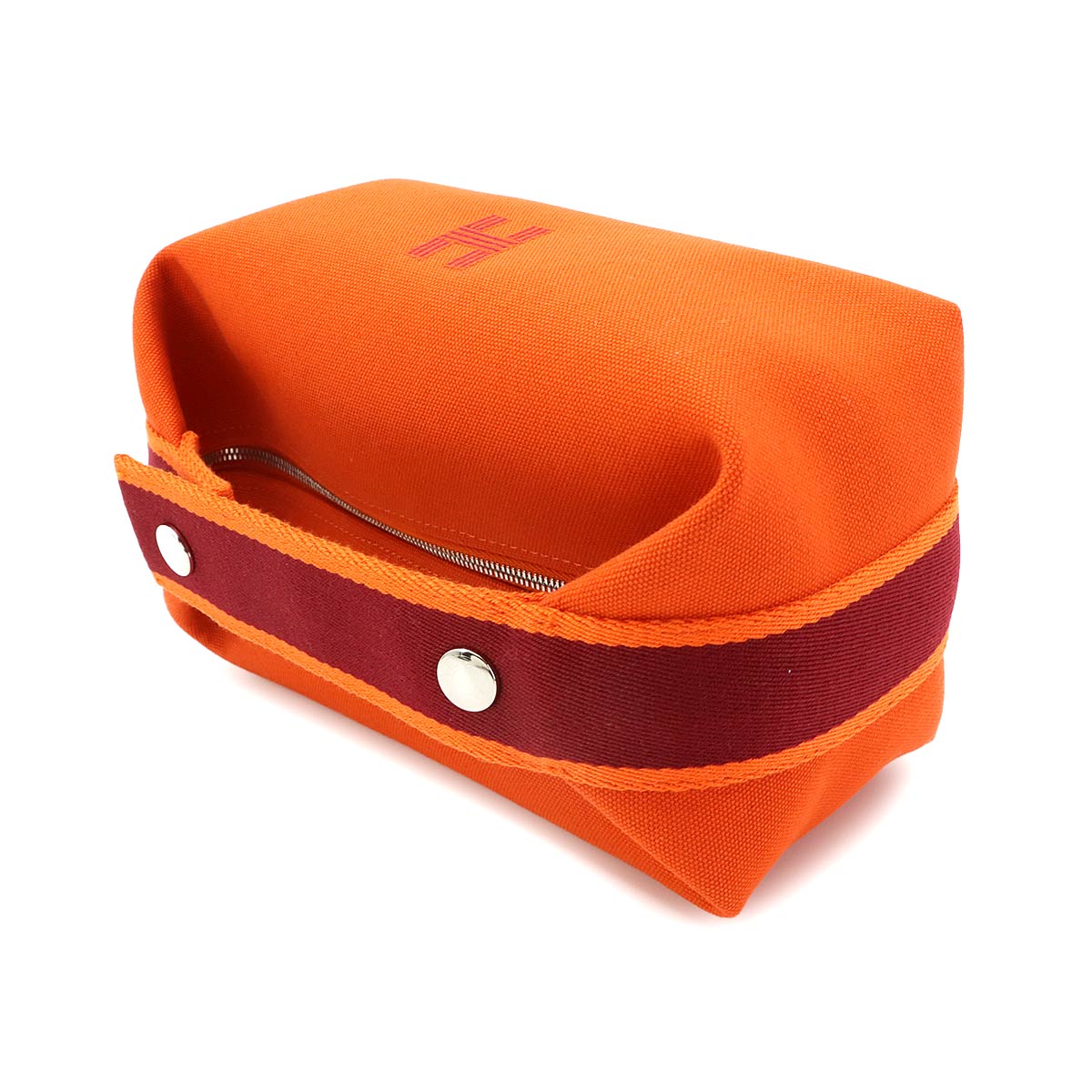 Bride a Brac PM Hand Bag Toile H Feu Orange Rouge H Pouch
