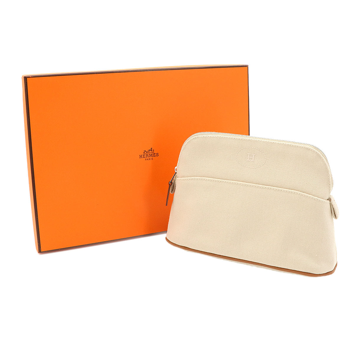 Bolide Pouch 20 Mini Cotton Canvas Leather Natural Beige Purse
