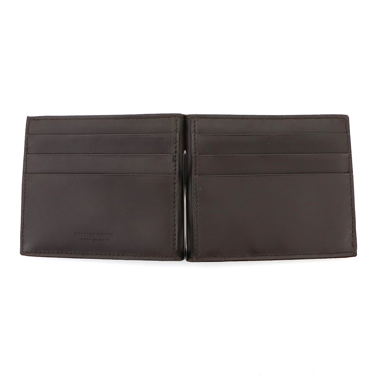 Intrecciato Money Clip Wallet Leather Brown 123180