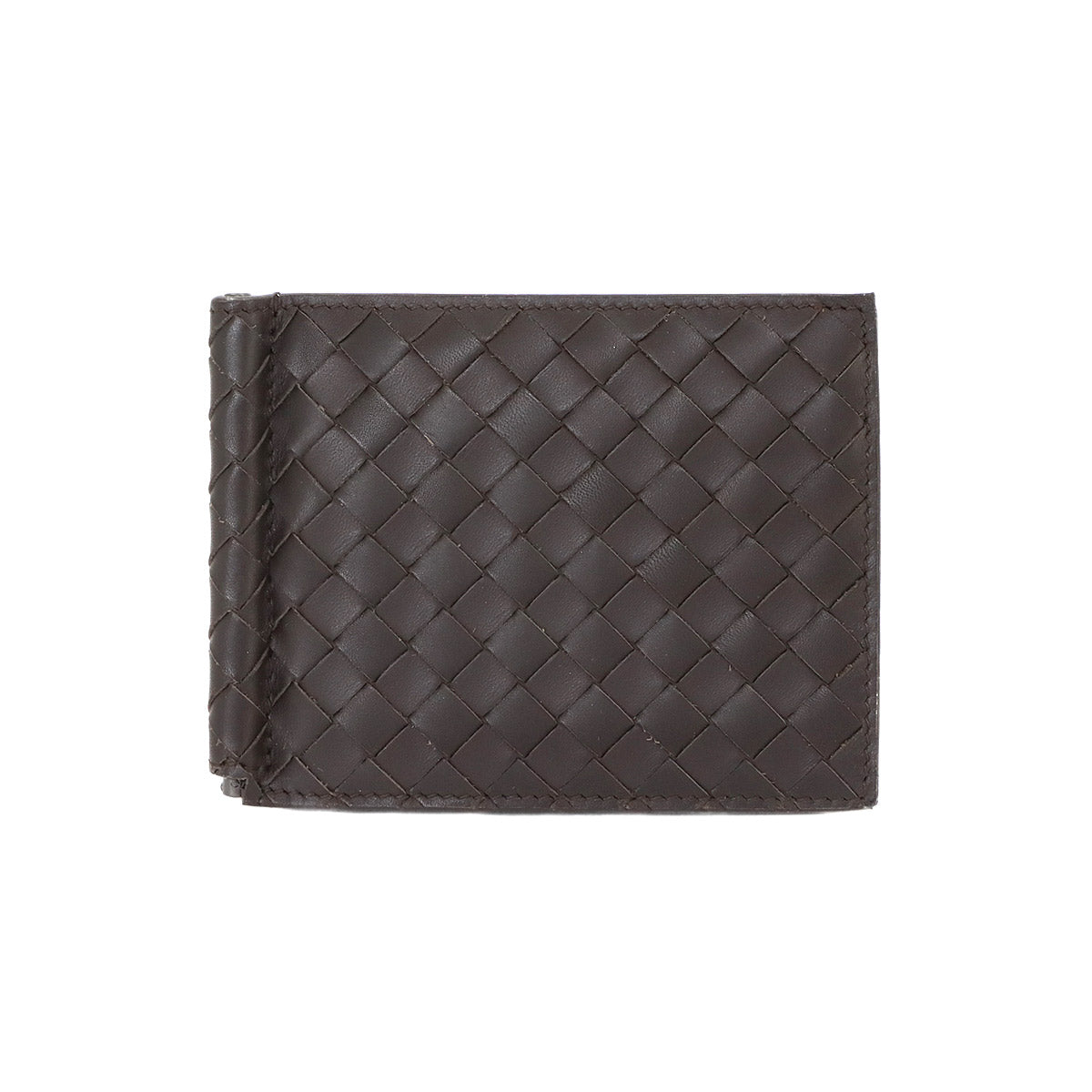Intrecciato Money Clip Wallet Leather Brown 123180