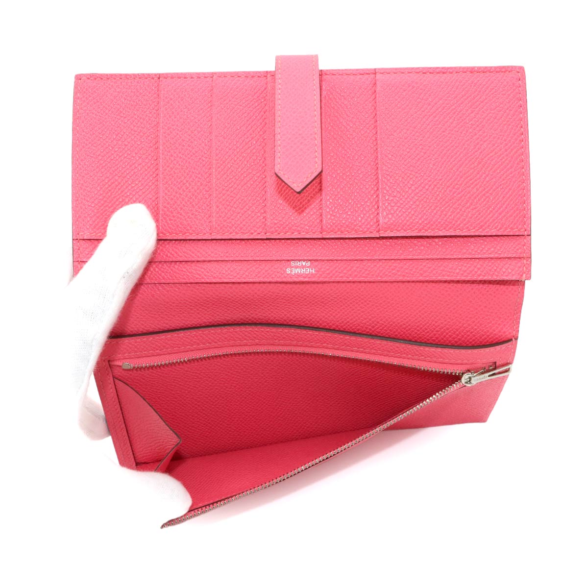 Bearn Souffle Long Wallet Veau Epsom Rose Azalee Purse