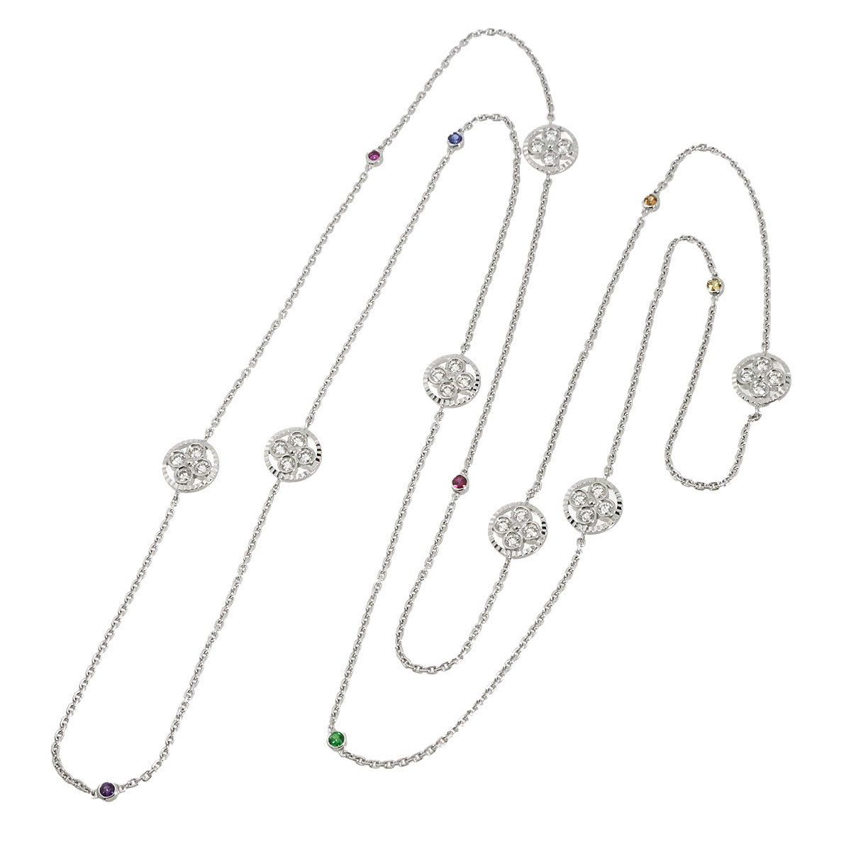 Pendentif Diamond Multi stone Necklace 18K WG 750