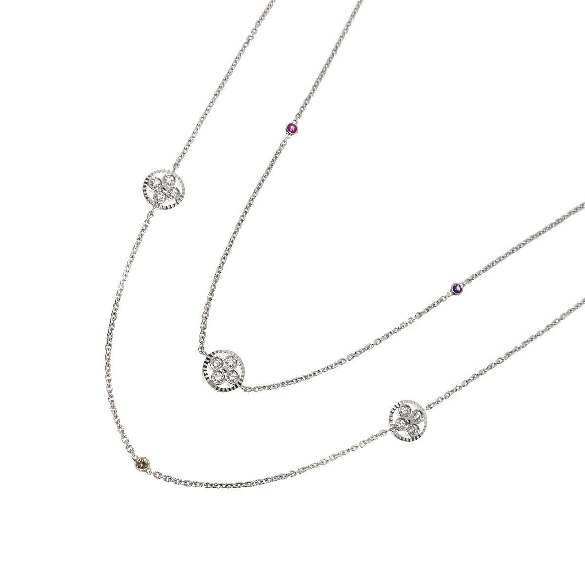 Pendentif Diamond Multi stone Necklace 18K WG 750