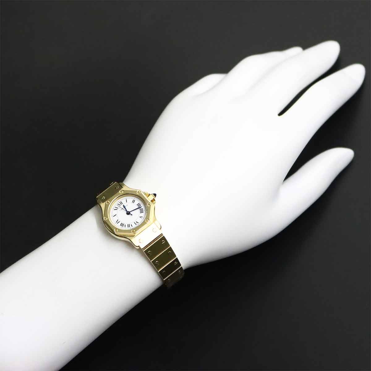 Santos Octagon SM 750 YG Automatic White Dial Ladies Watch