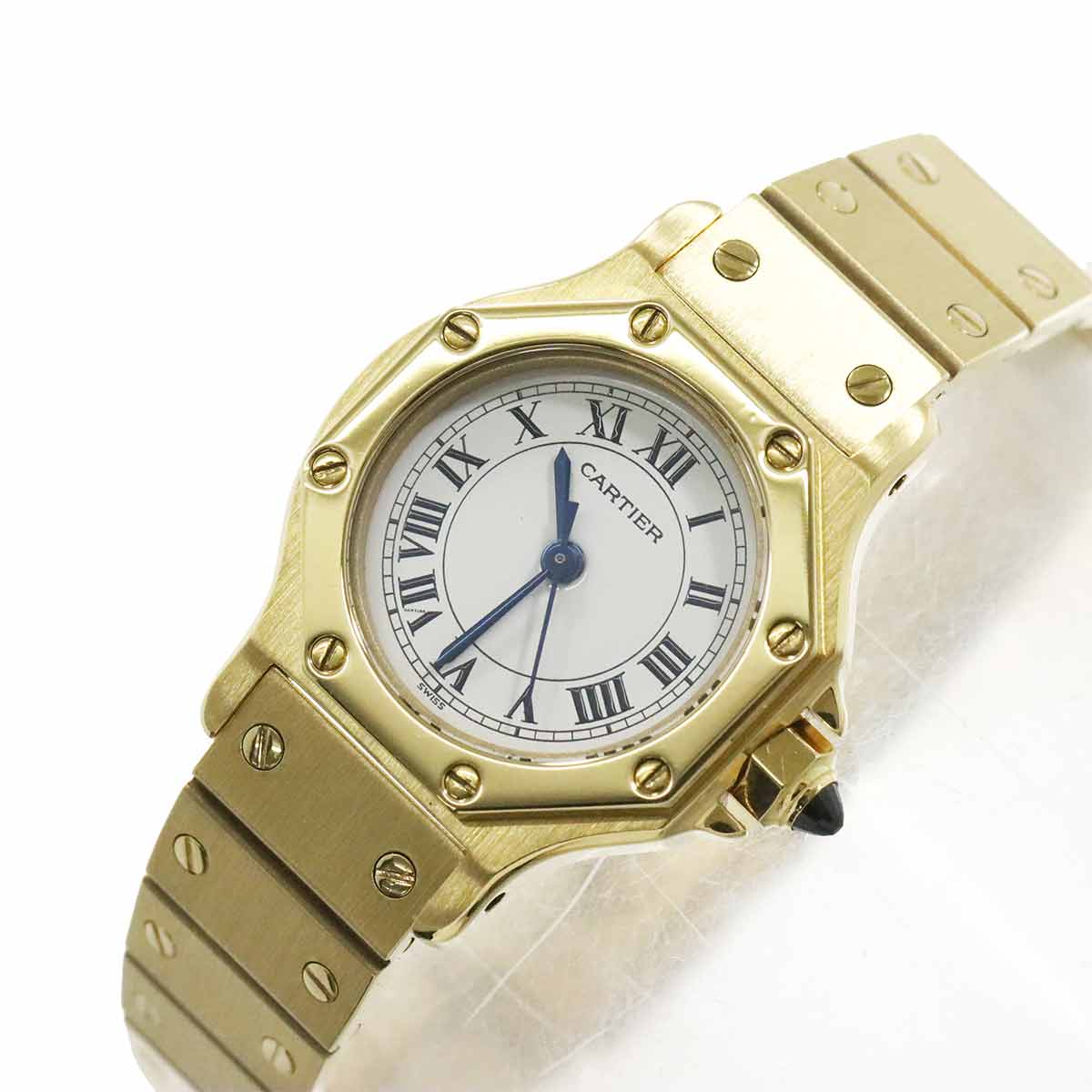 Santos Octagon SM 750 YG Automatic White Dial Ladies Watch