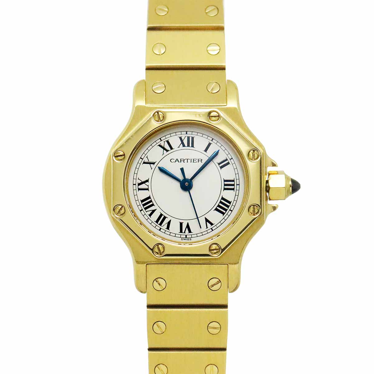 Santos Octagon SM 750 YG Automatic White Dial Ladies Watch