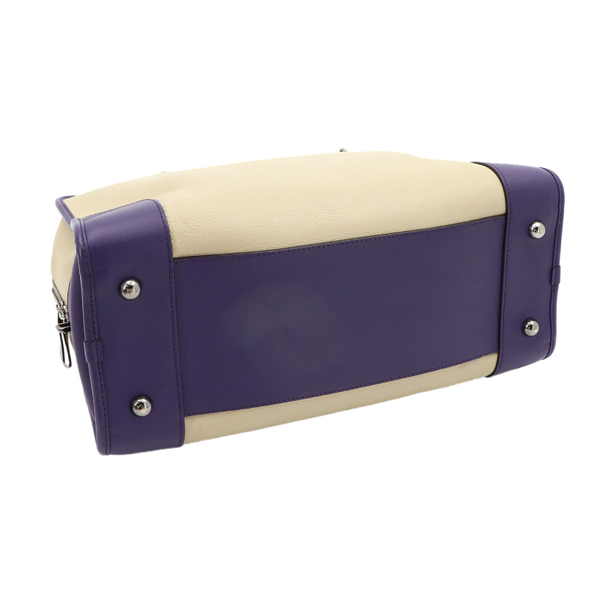 Amazona 36 Hand Bag Leather Beige Purple Gray Purse