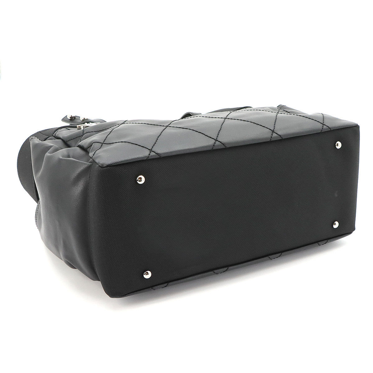 Paris Biarritz GM Tote Bag PVC Nylon Leather Black A34210 Purse