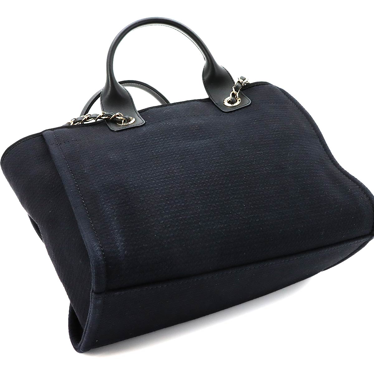 Deauville Small Shopping Tote Chain Shoulder Bag Black AS3257